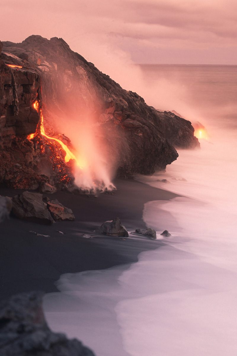 Lava Flowing into the Ocean, Volcanoes National